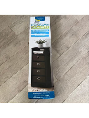 Interiors by Design 4 Drawer Organizer Storage Cabinet Wood Shelf Unit 31.5 New